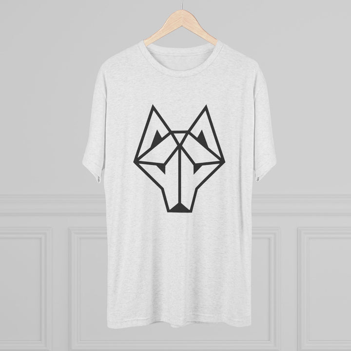 Geometric Wolf Graphic Tee, Unisex Tri-Blend Shirt, Distressed Athletic Wear, Gift for Animal Lovers, Casual Everyday Style