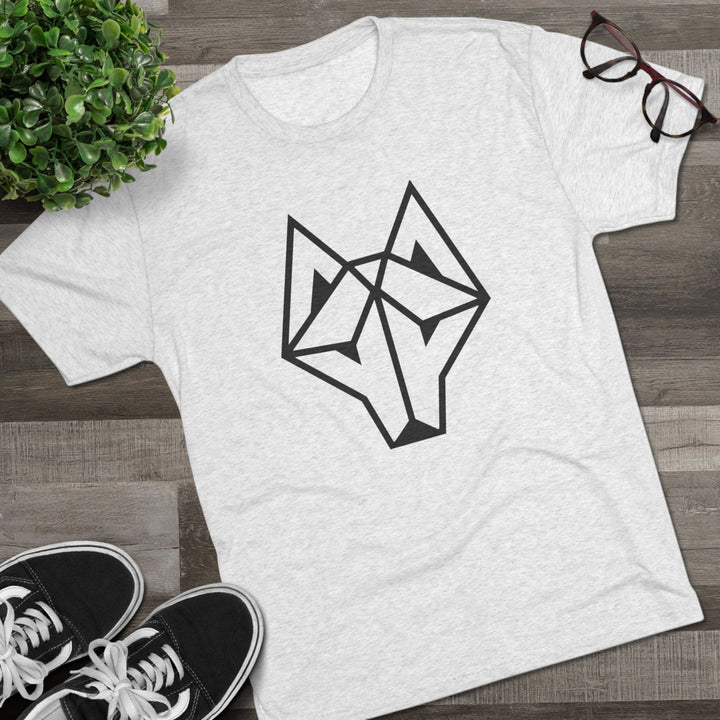 Geometric Wolf Graphic Tee, Unisex Tri-Blend Shirt, Distressed Athletic Wear, Gift for Animal Lovers, Casual Everyday Style