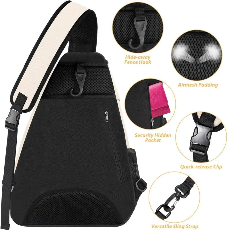 Pickleball Rackets Backpack for Men Women Sports Reversible Pickleball Paddle Bag Tennis Racquetball Badminton Travel Sling Bag