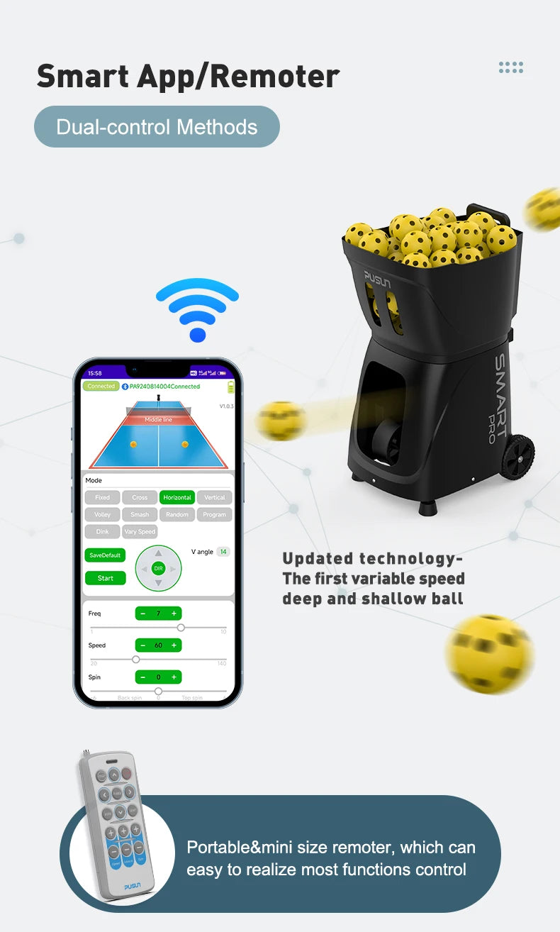 PUSUN Pickleball Machine, PP-Smart Pro Pickleball Machine for Professional Pickleball & Tennis, Support App&Remote Control, Hold 85+Balls