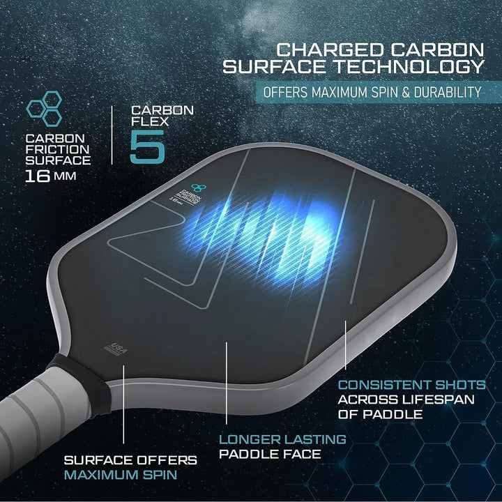 Pickleball Paddle T700 Carbon Fiber Frosted Surface 16MM Enhanced Sweet Spot&Control&Power Anti-slip Grip USAPA Compliant
