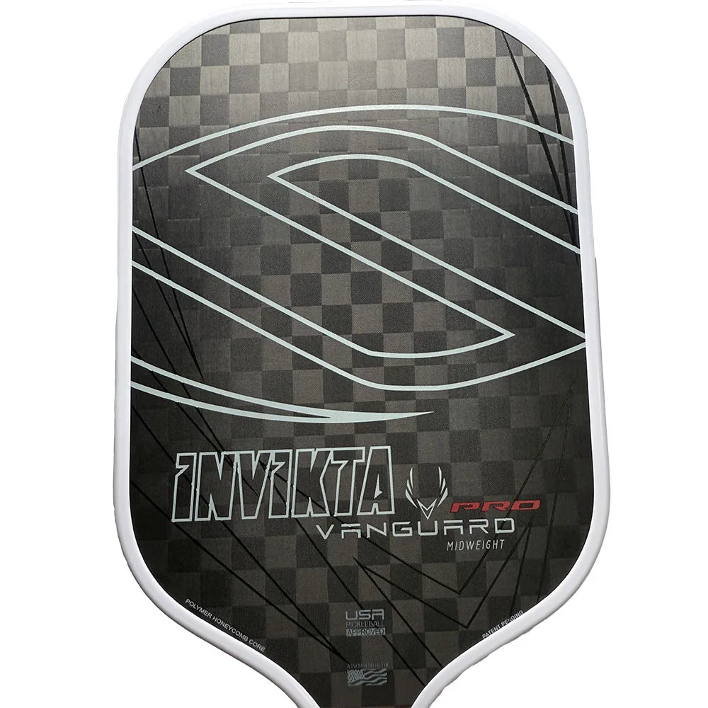 SLK Vanguard Pro Invikta Pickleball Paddle 4 Layer Elite Raw 12K Carbon Fiber Thermoformed Foam Edge USAPA Mid Weight 16mm Thick