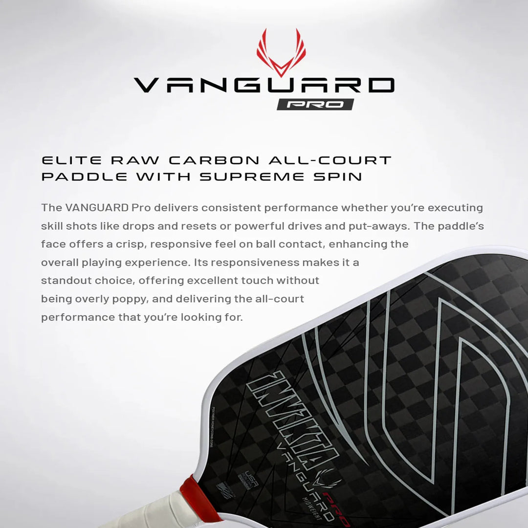 SLK Vanguard Pro Invikta Pickleball Paddle 4 Layer Elite Raw 12K Carbon Fiber Thermoformed Foam Edge USAPA Mid Weight 16mm Thick