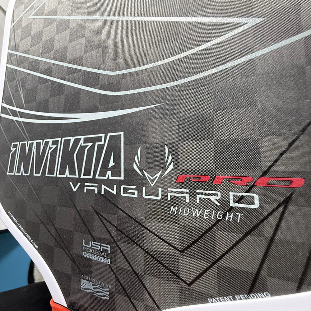 SLK Vanguard Pro Invikta Pickleball Paddle 4 Layer Elite Raw 12K Carbon Fiber Thermoformed Foam Edge USAPA Mid Weight 16mm Thick