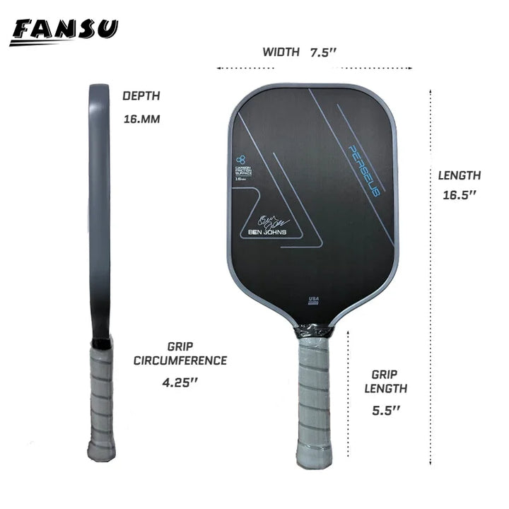 USAPA Approved Ben Johns Perseus CFS 16mm Thermoforming 3 Layer T700 Raw Carbon Fiber Pickleball Paddle Professional Hot Sale
