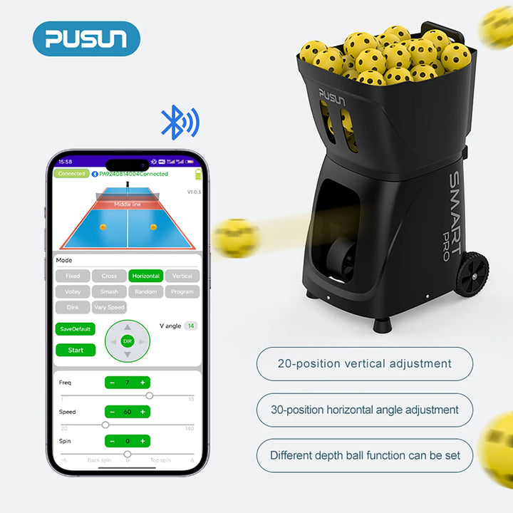 PUSUN Pickleball Machine, PP-Smart Pro Pickleball Machine for Professional Pickleball & Tennis, Support App&Remote Control, Hold 85+Balls