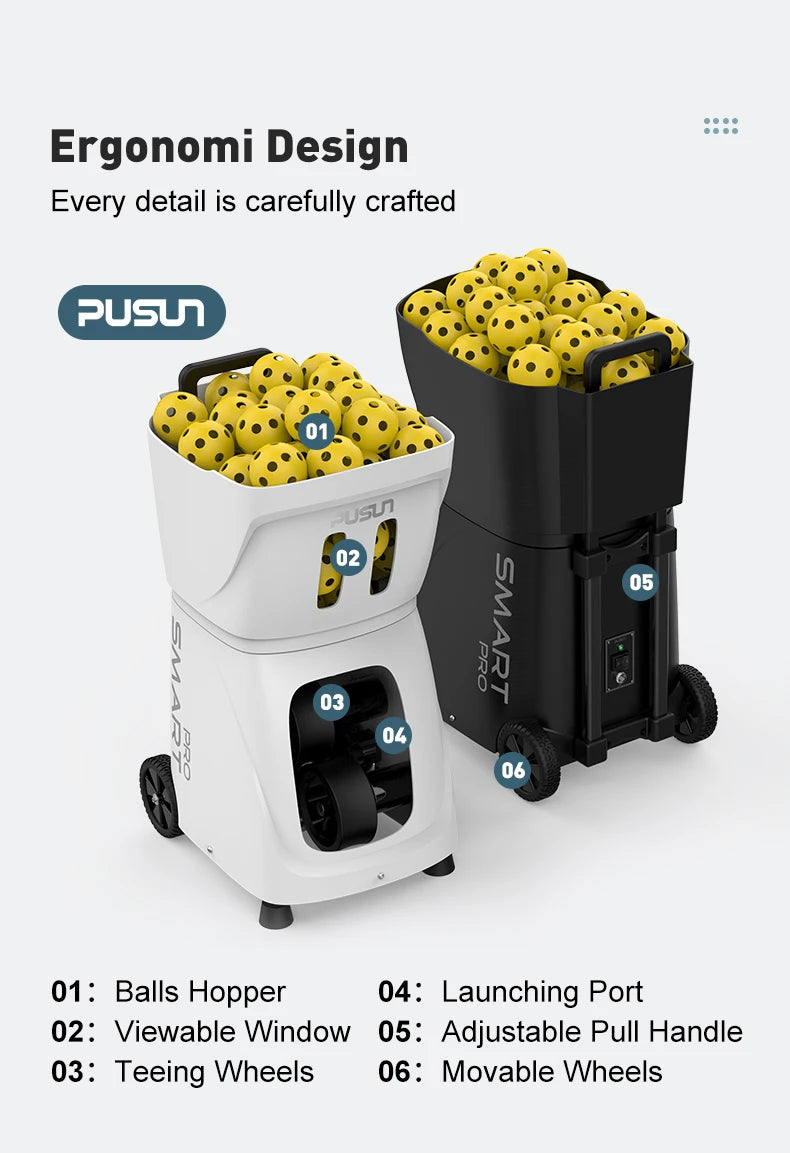 PUSUN Pickleball Machine, PP-Smart Pro Pickleball Machine for Professional Pickleball & Tennis, Support App&Remote Control, Hold 85+Balls